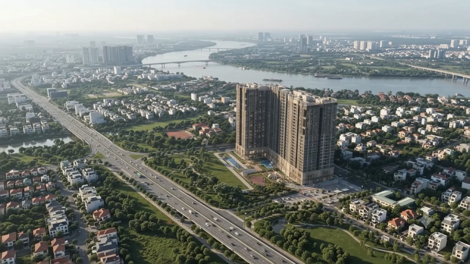 Video flycam toàn cảnh dự án bên sông Hồng